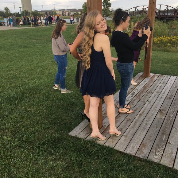 Navy Blue sequined homecoming dress - Picture 2 of 4